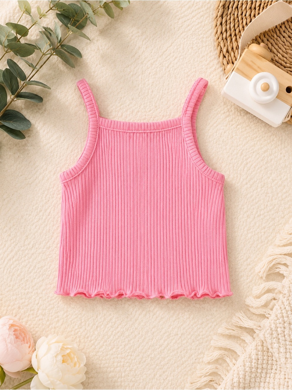 Old Navy Baby Girl 3-6 Mo Pink Ribbed Tank - Cropped Sleeveless Cami